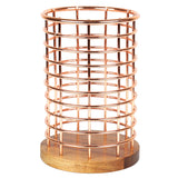 Deluxe Acacia Wood and Wire Utensil Tool Holder with Copper Finish, NA