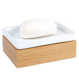 Natural Bamboo bar Soap Dish with Ceramic Insert