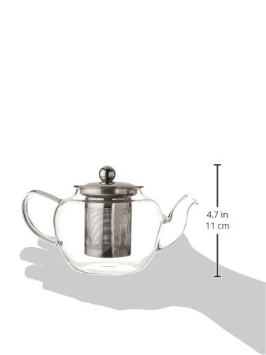 ransparent Glass Tea Pot with Stainless Steel Lid & Filter, 600ml/ 20 oz