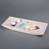 Creative Home Natural Champagne Marble Boat Shaped Vanity Organize Tray, Beige