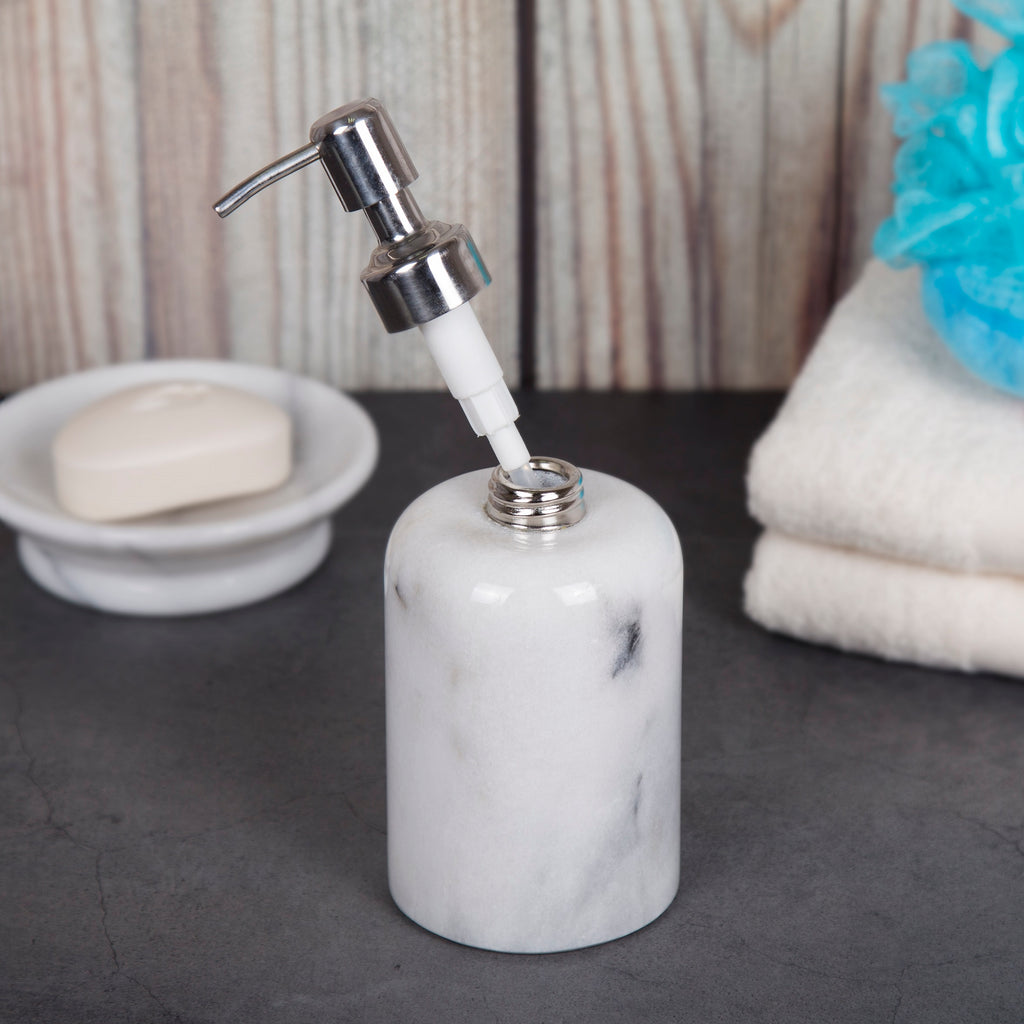 Creative Home Natural Marble SPA Collection Lotion Liquid Soap Dispenser, Off-White
