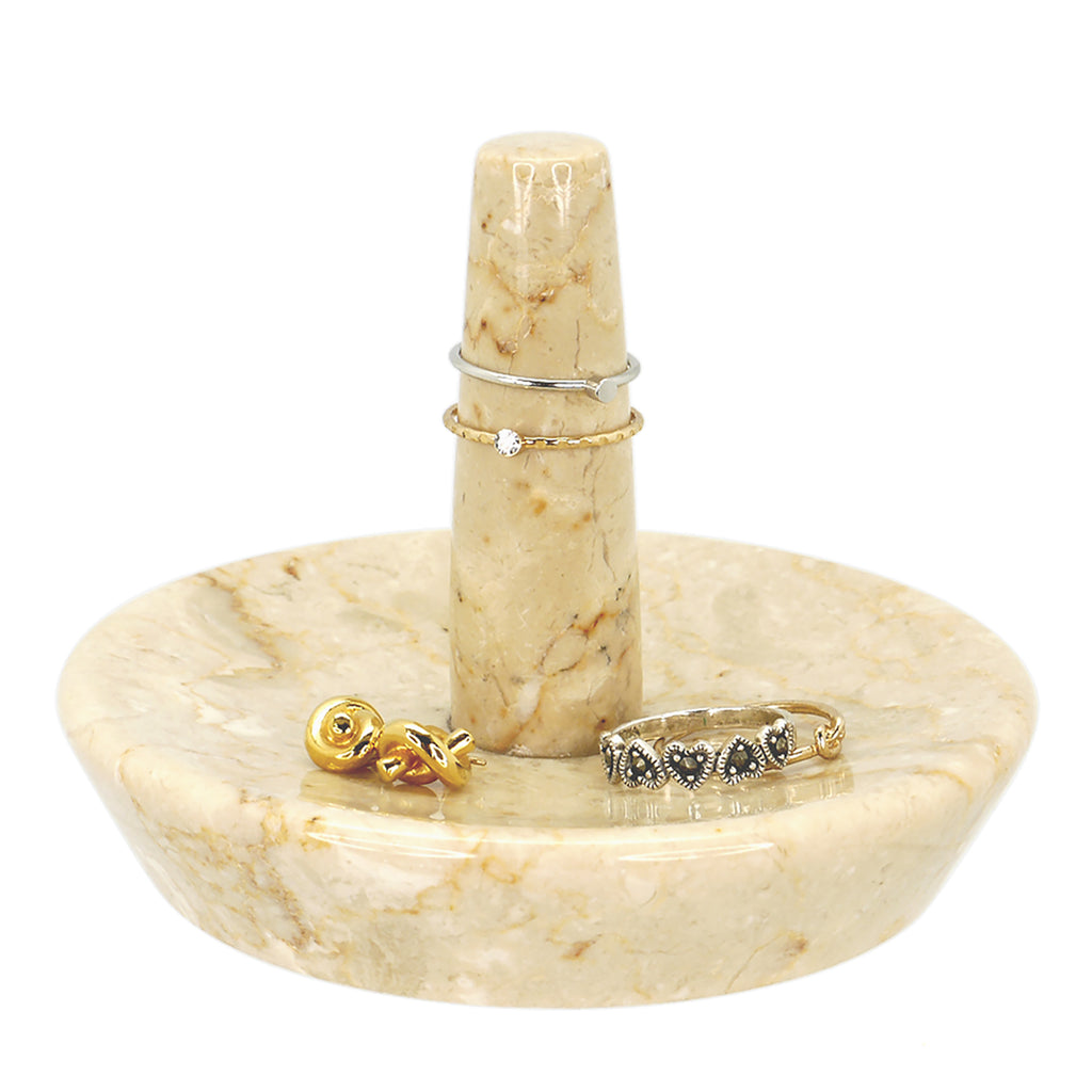 Creative Home Champagne Marble Ring Holder Jewelry Tray
