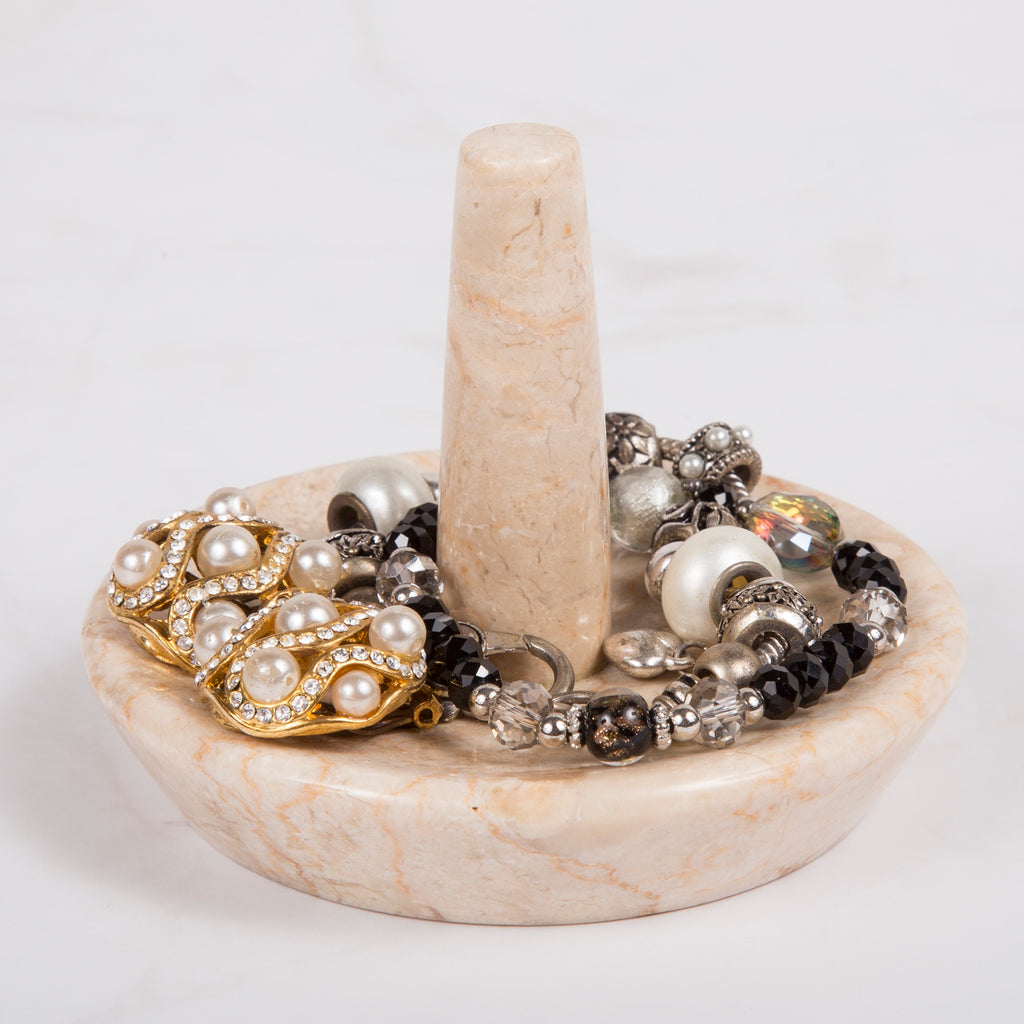 Creative Home Champagne Marble Ring Holder Jewelry Tray
