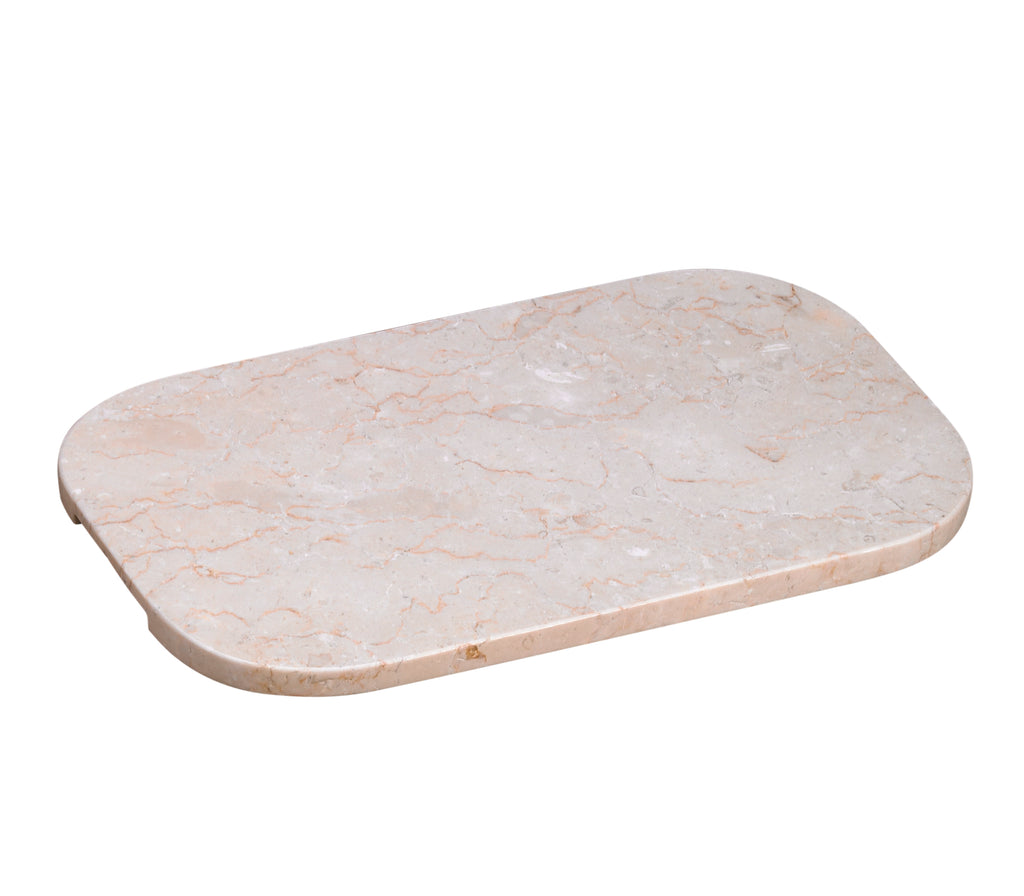 Creative Home Champagne Marble Oval Serving Board with Underneath Cutout Handles,