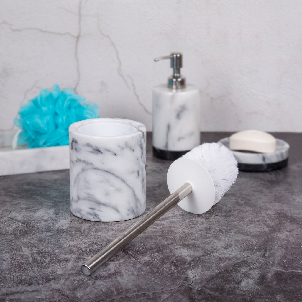 Evideco Marble Effect Freestanding Toilet Brush and Holder Set
