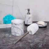 Creative Home Natural Marble Toilet Brush Holder Set with Silicone Cover, Off-White