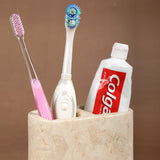 Creative Home Natural Champagne Marble Rectangular Toothbrush Holder Bathroom Organizer