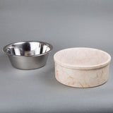 Creative Home Luxury Stainless Steel & Champagne Marble Dog Bowl