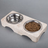 Creative Home 1 QT Champagne Marble Double Diner Pet Food & Water Bowl Set