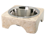 Creative Home 1.0 Qt. Natural Champagne Marble Pet Food Water Set with Stainless Steel Bowl,