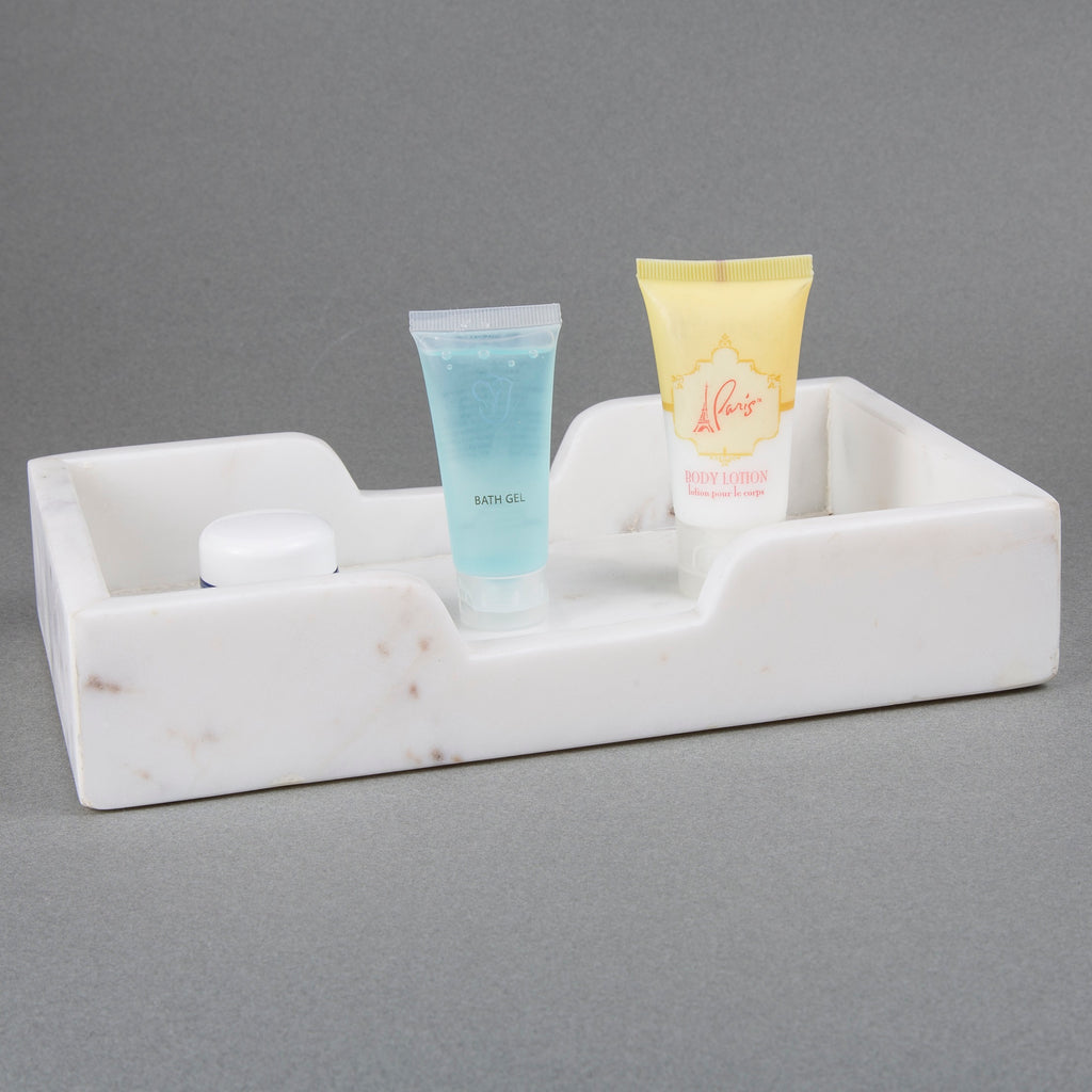 Creative Home White Marble Rectangular Organize Bath Towel Tray,