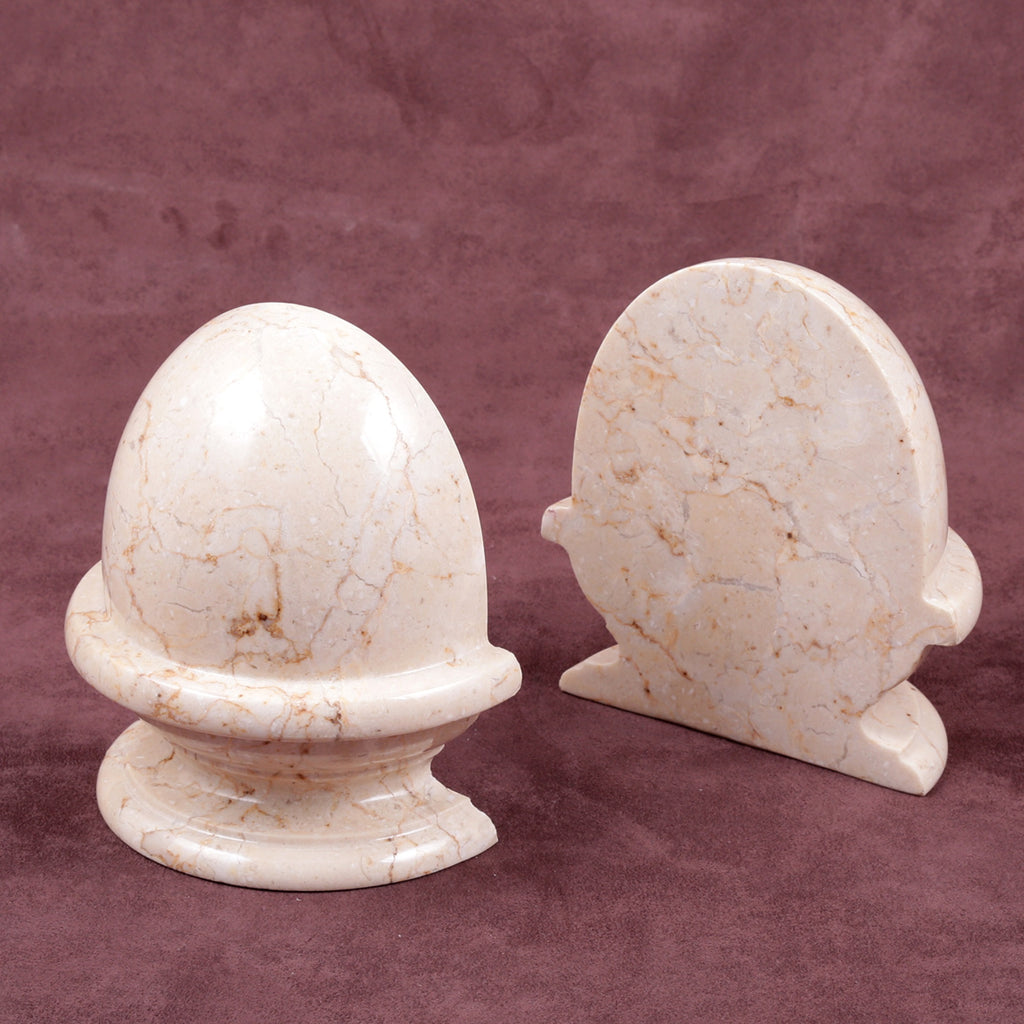 Creative Home 2 pcs Set Champagne Marble Bookend, Ice Cream Bowl Shaped,