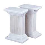 Creative Home Natural Marble Set of 2 Pieces Bookends, Column Style,