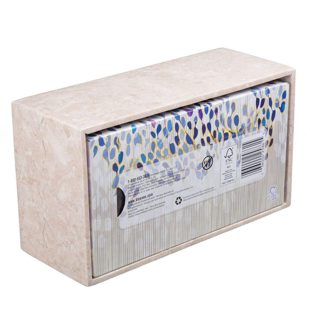 Creative Home Champagne Marble Stone Rectangular Tissue Box Holder Cover,