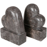 Creative Home Charcoal Marble Bookends Set - Heart
