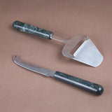 Creative Home Genuine Green Marble Stone 2 Piece Serving Set,