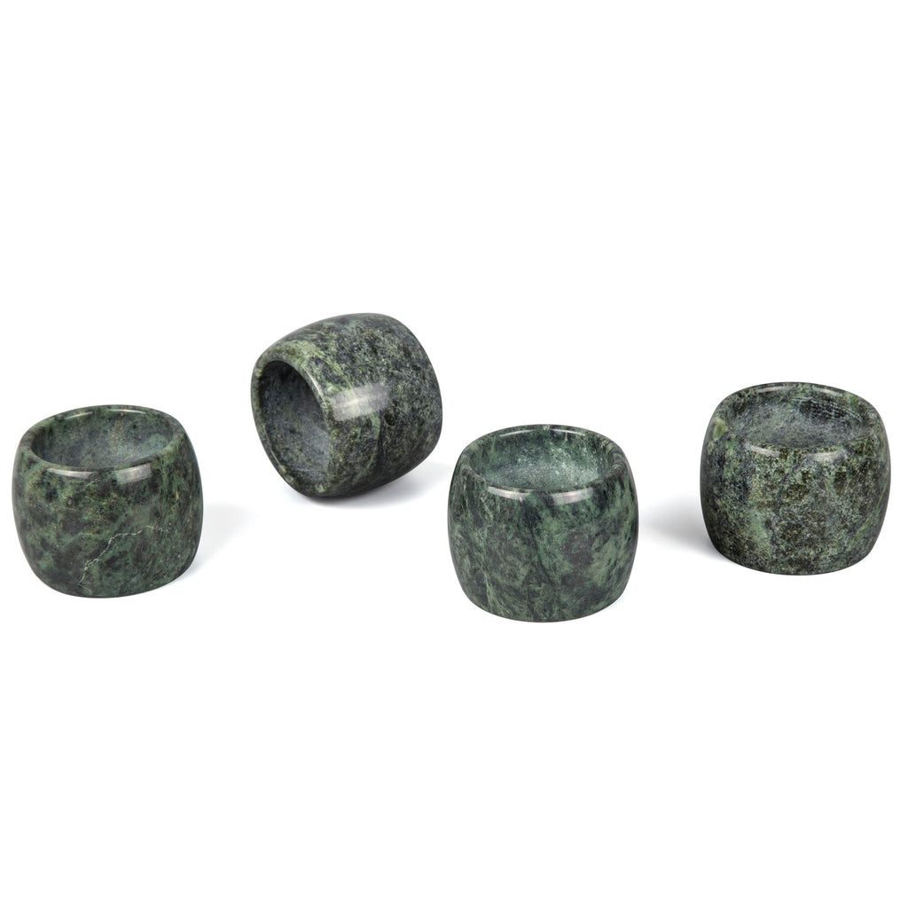 Creative Home Genuine Green Marble Stone Napkin Ring Set (Set of 4), Green
