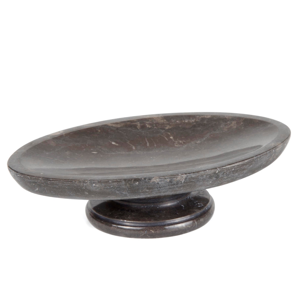 Creative Home Natural Charcoal Marble Bar Tray on Pedestal Soap Dish Holder.