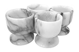 Genuine Natural White Marble Set of 4 pc Egg Cup Holder