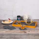 Creative Home Natural Slate with Genuine Solid Wood Trim Serving Set