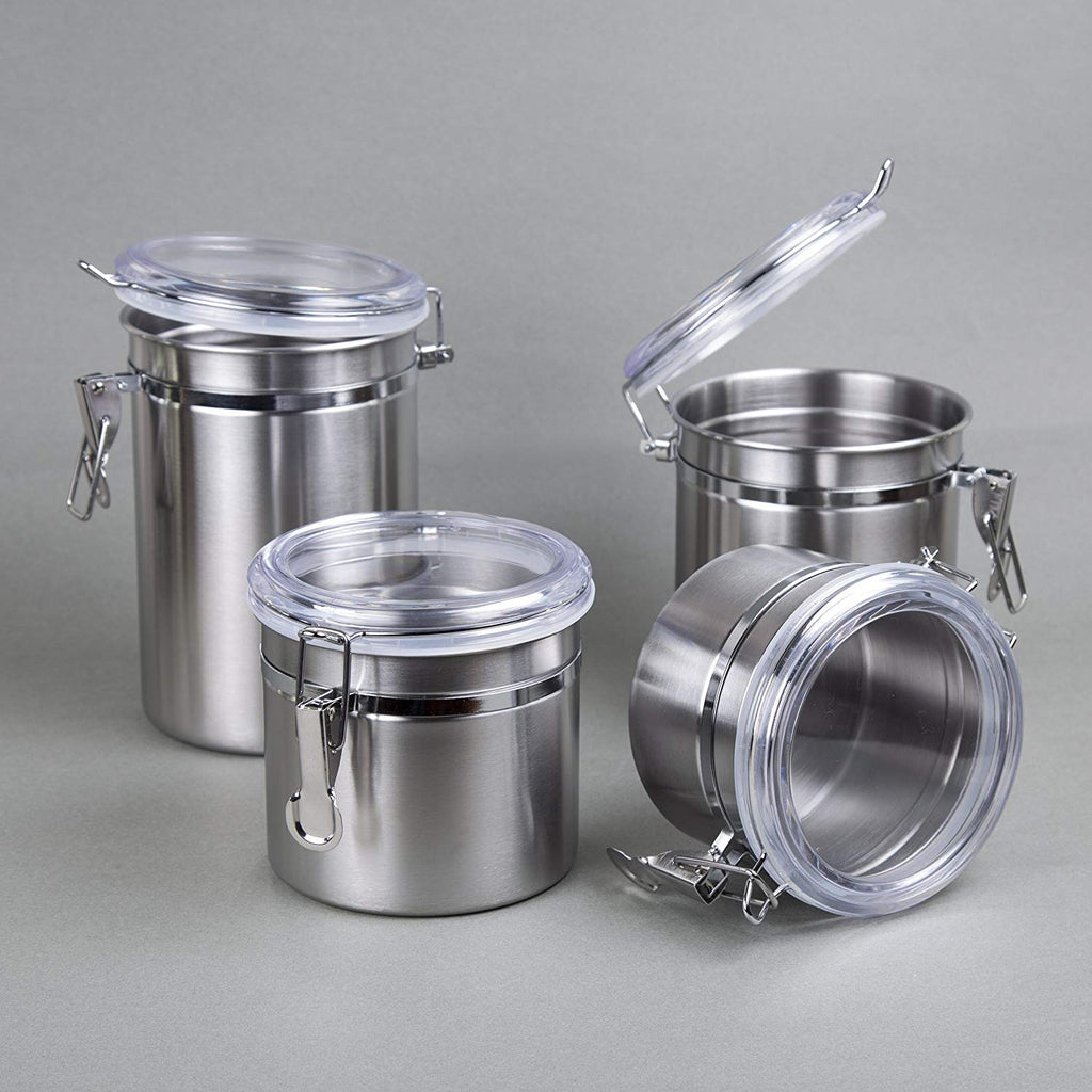 Kitchen Canister Set 4 Piece Stainless Steel Containers Air Tight Food  Storage