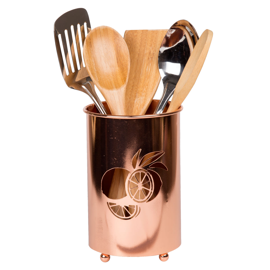 Creative Home Deluxe Copper Plated Cooking Utensil Holder, Tool Crock