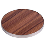 Creative Home Fiber 7” Round Trivet, Serving Board Acacia Wood Finish and Stainless Steel Trim