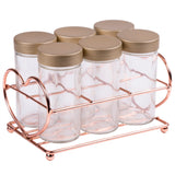 Creative Home Set of 6 Glass Spice Bottle Jar Rack Organizer