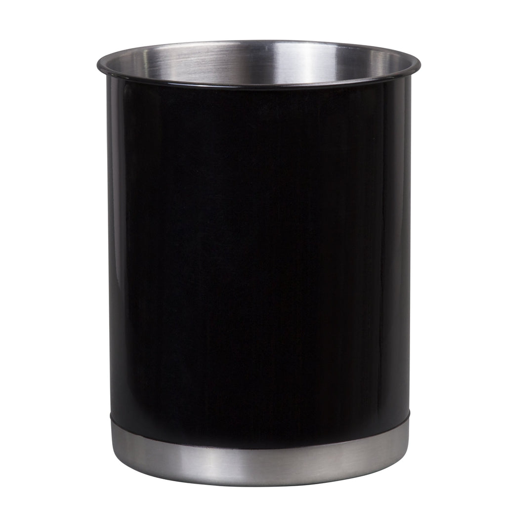 Heavy Gauge Stainless Steel Black Tool Crock, Utensil Flatware Holder, Wine holder, Large