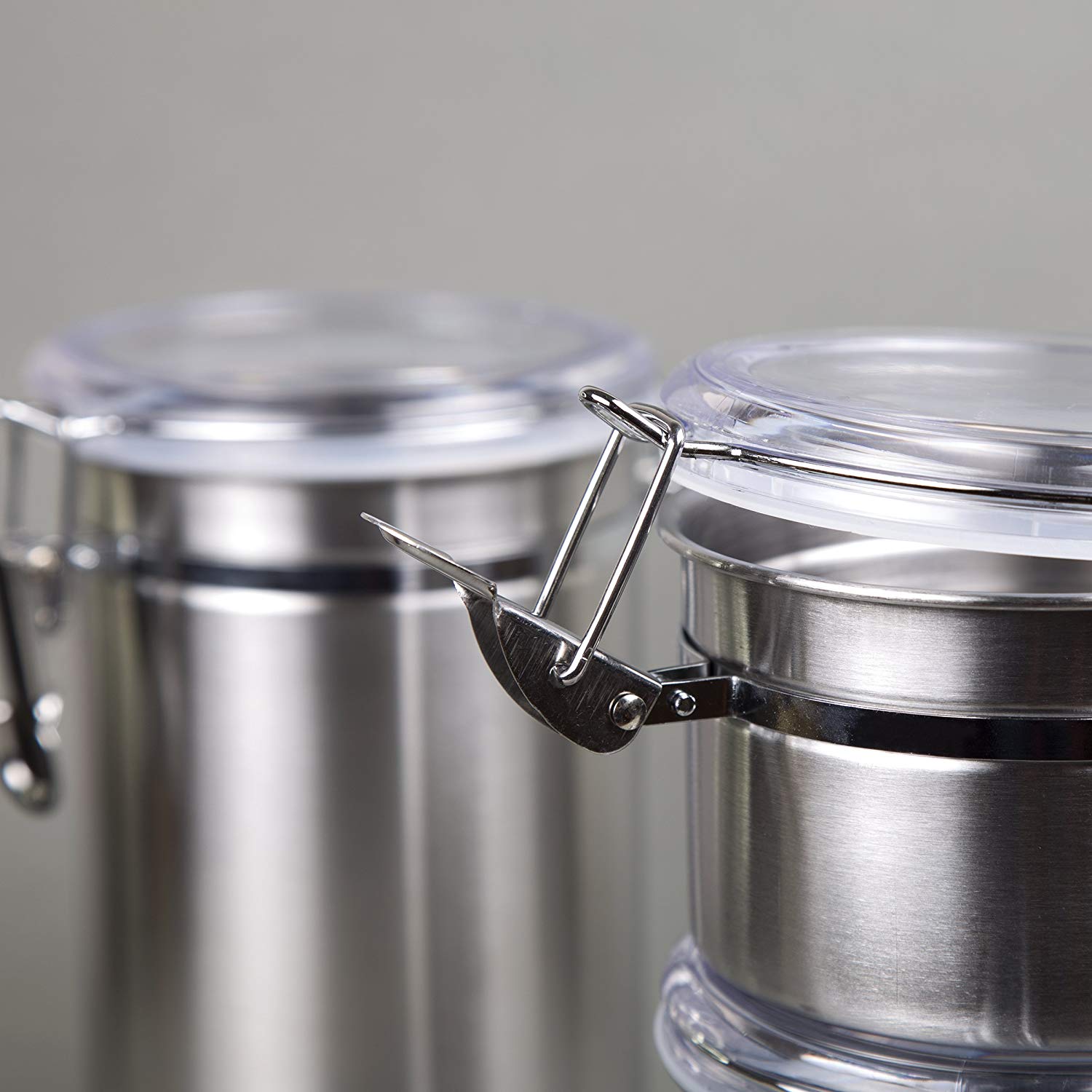 4-Piece Canister Container Set with Air Tight Lid and Locking Clamp, Stainless Steel