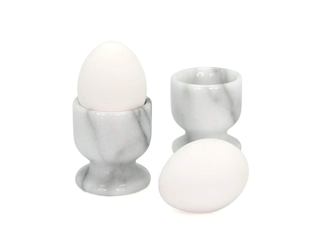 Genuine Natural White Marble Set of 4 pc Egg Cup Holder