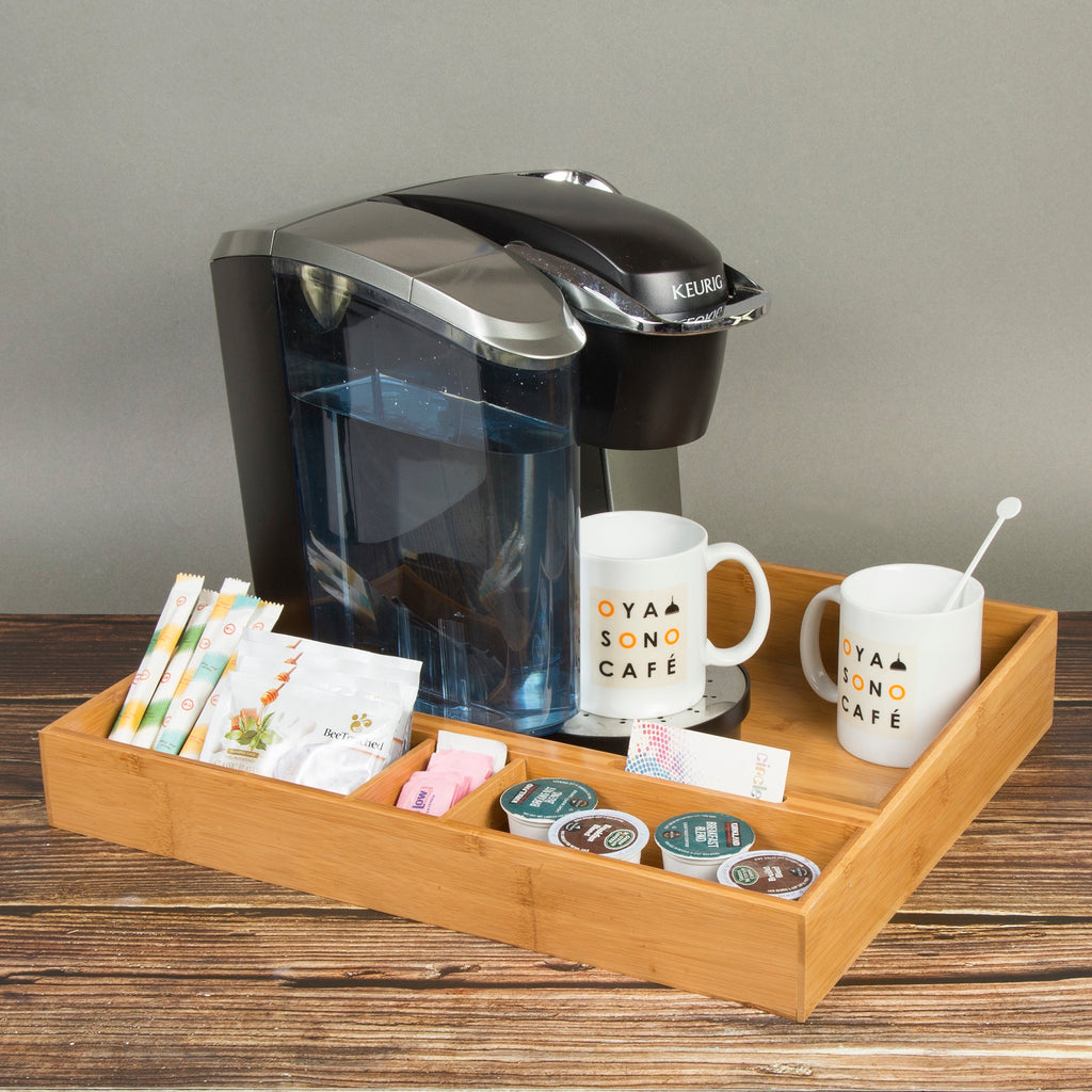 Creative Home Natural Bamboo Multipurpose Organizer Coffee Machine, Accessories Storage Tray
