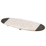 Creative Home 2-Tone Champagne Marble 20" x 8" Oval Board with Charcoal Bands, Beige