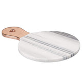 Natural Marble Cheese Serving Paddle Board with Stainless Steel Copper Trim Handle, Grey