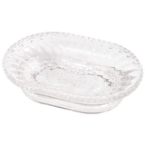 Creative Home Floral Scroll Tradition Clear Glass Bar Dish, Soap Tray, Holder