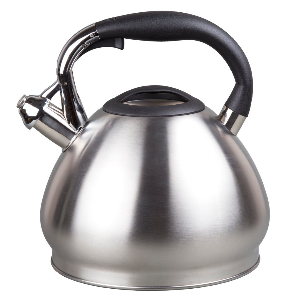 Creative Home 10.5 Cups Opaque Black Stainless Steel Whistling Tea Kettle with Aluminum Capsulated Bottom for Fast Boiling Heat Water