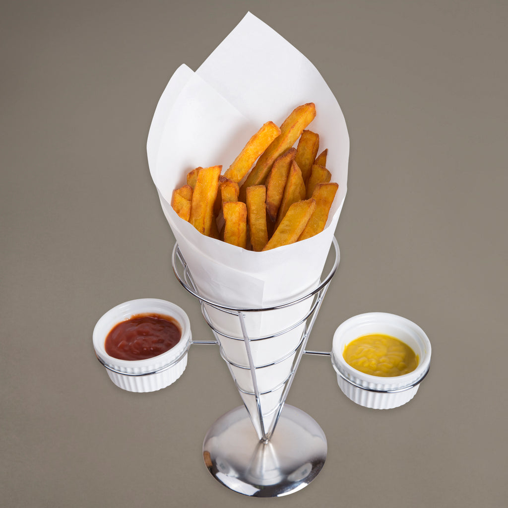 Versatile cardboard cones for fries with sauce holder Items