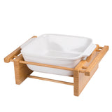Creative Home Grand Buffet 9" Square Stoneware Dish with Bamboo Cradle