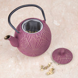 Creative Home 34 oz Cast Iron Tea Pot, New Gold and Pink Color