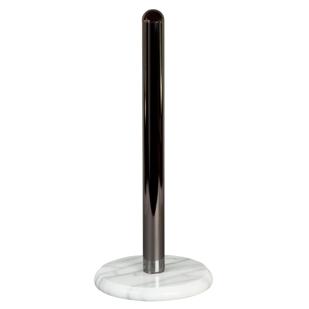 Creative Home Two-Tone Paper Towel Holder with Gunmetal Finish Metal Pole, Marble Base