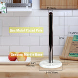 Creative Home Two-Tone Paper Towel Holder with Gunmetal Finish Metal Pole, Marble Base