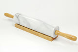 Creative Home White Marble Rolling Pin with Wooden Cradle