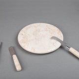 Creative Home Genuine Champagne Marble 8" Round Trivet, Cheese Serving Board