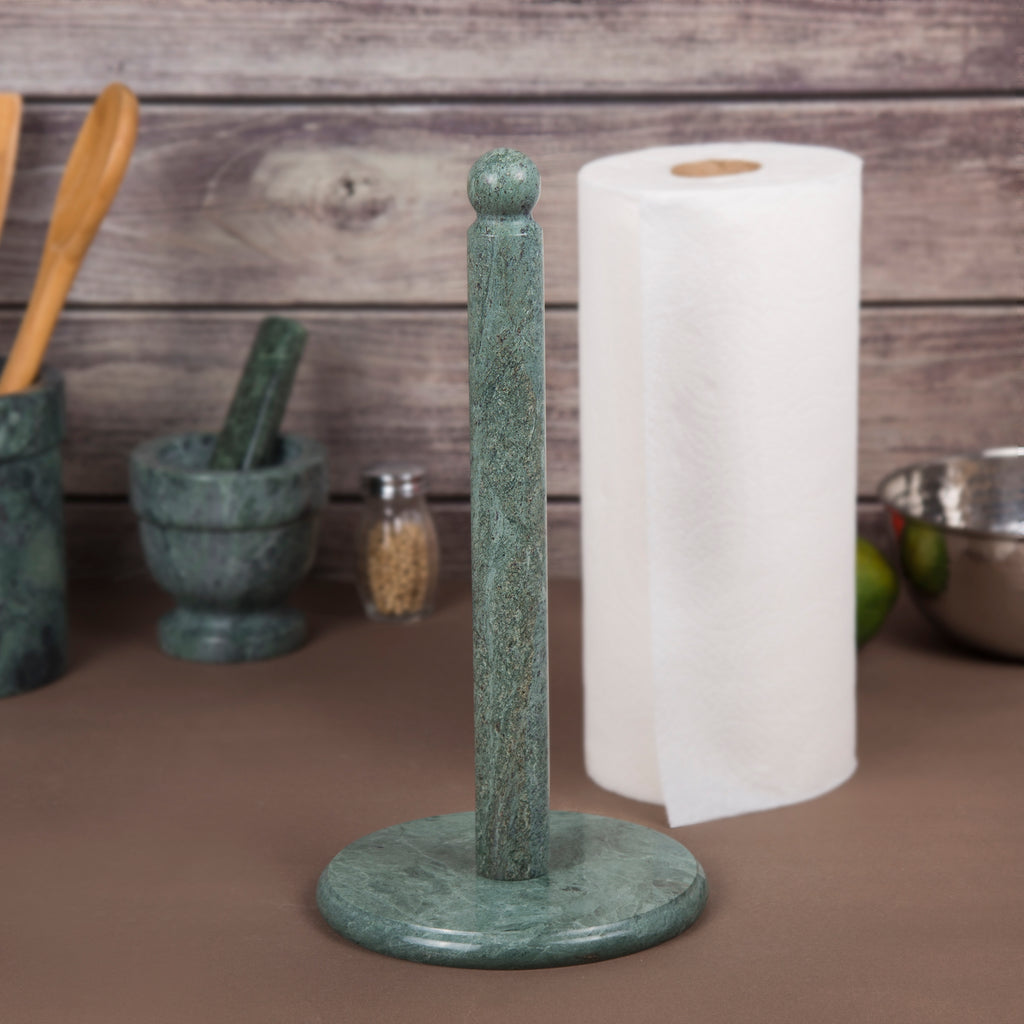 Creative Home Green Marble Paper Towel Holder, Dia. 6-1/2" x 12.5" H