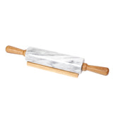 Creative Home White Marble Rolling Pin-Deluxe Handles