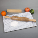 Creative Home Mocha Marble Stone Rolling Pin with Wood Handles & Cradle