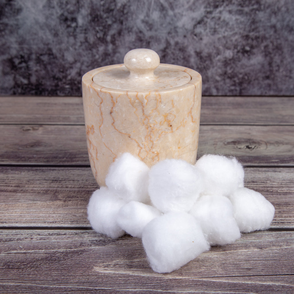 Creative Home Champagne Marble Bullet Cotton Ball Holder