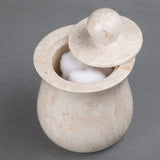 Creative Home Champagne Marble Bath Cotton Ball Holder - Vase Shape