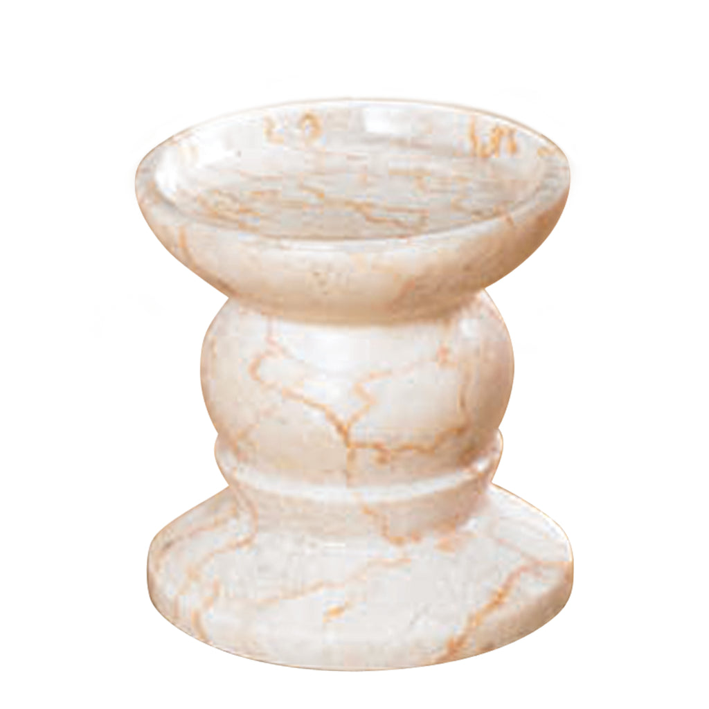 Creative Home Champagne Marble Candle Holder - Matte Finish