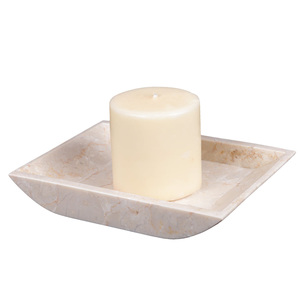 Creative Home Champagne Marble Boat Shaped Candle Holder Accessory Organize Tray